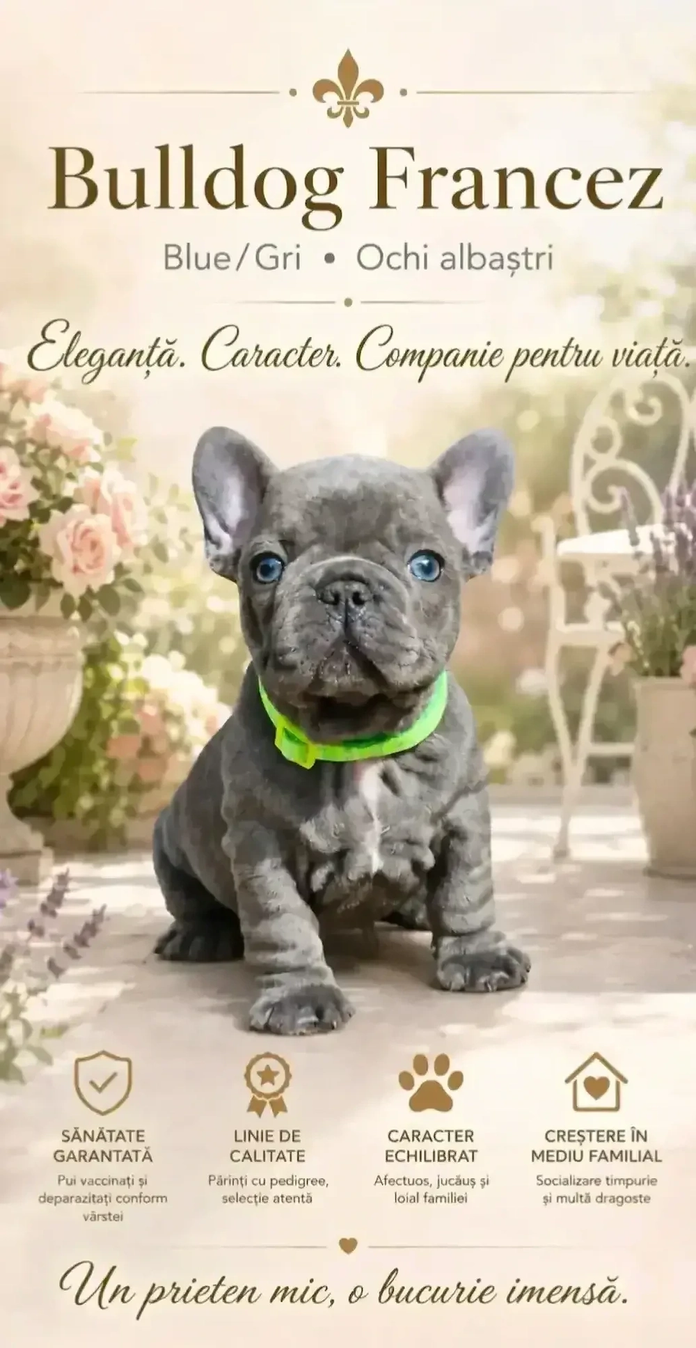 Bulldog Francez - Ellite Kennel - Blue Solid - Calitate Top