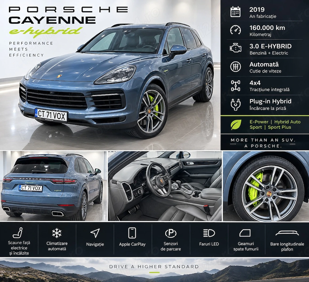 PORSCHE CAYENNE 3.0 E-HYBRID 462hp   2019  160.000 KM posibilitate finatare