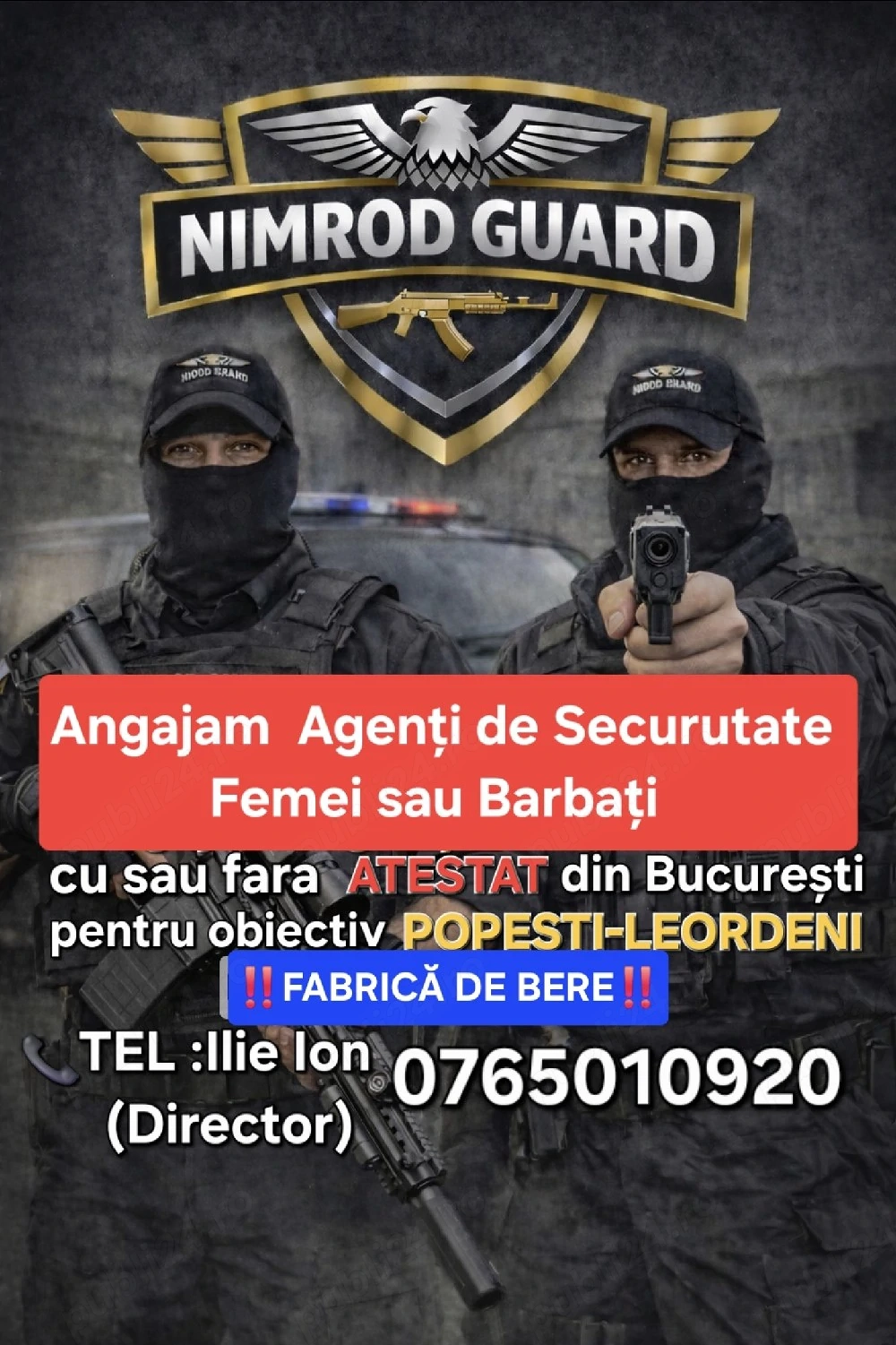 Angajăm Agenți De Securitate  