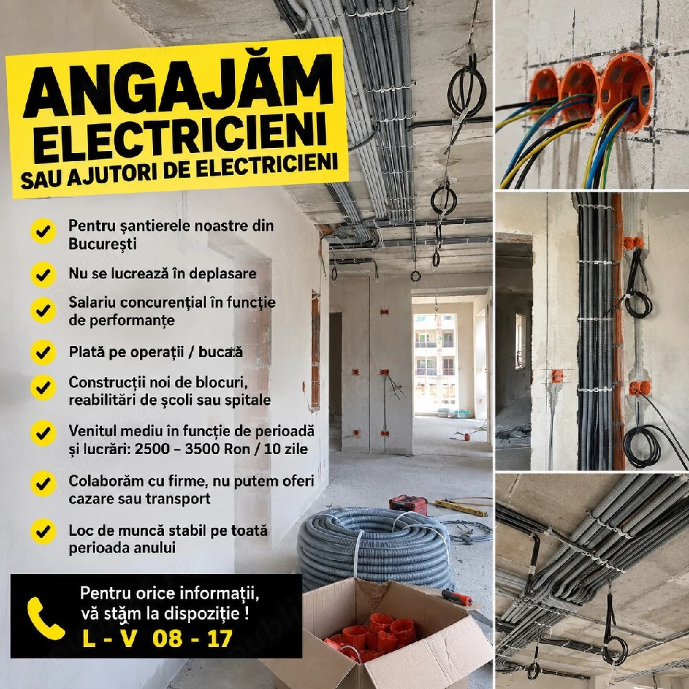 Electricieni sau ajutori electricieni - Bucuresti