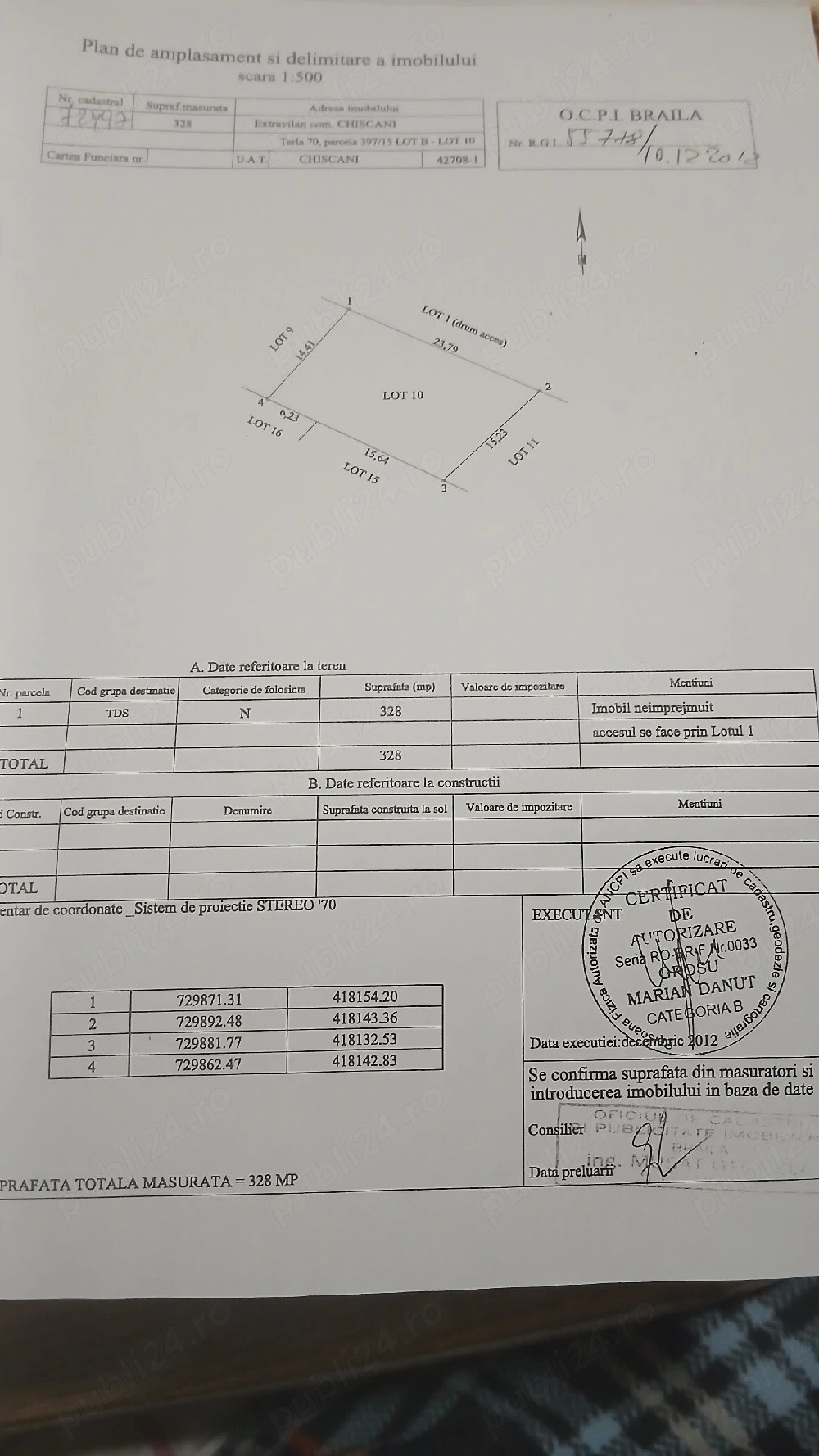 vand teren 328 m2 sat varsatura str berzei