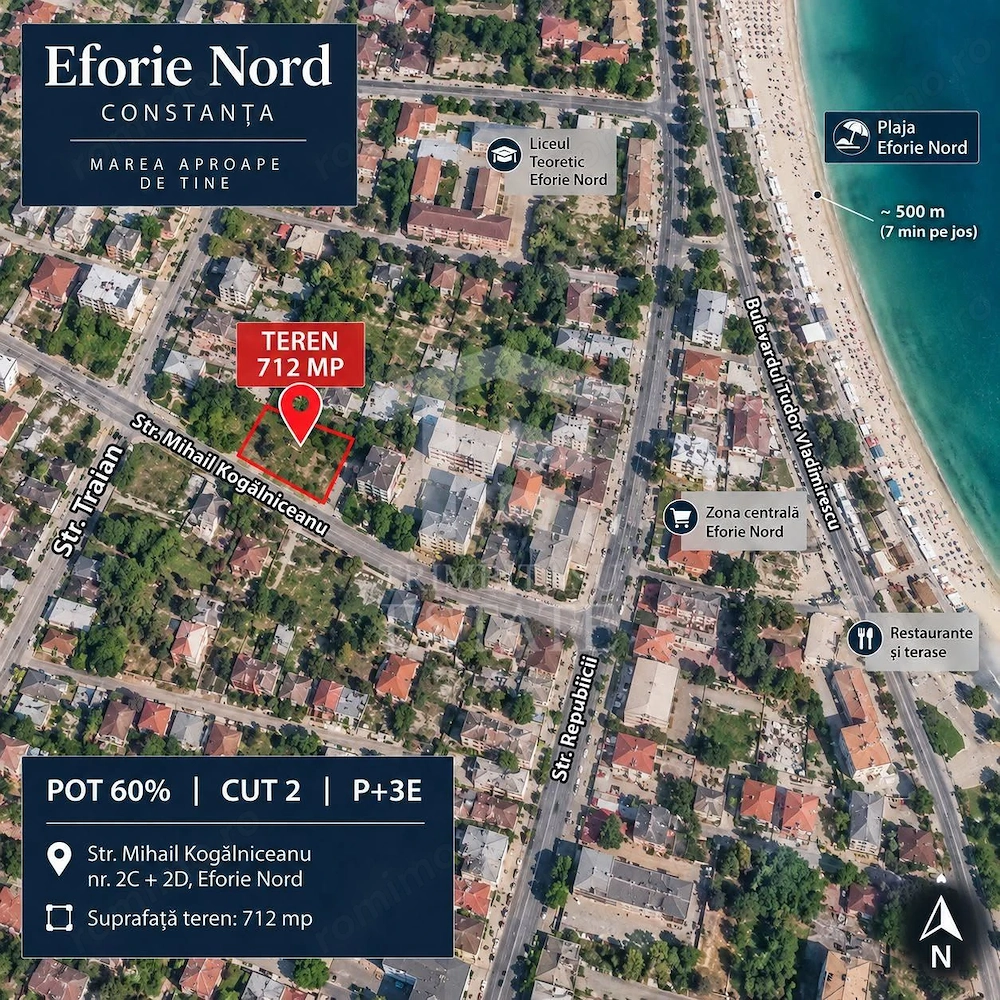 Teren intravilan 712 mp | Eforie Nord | Zonă centrală