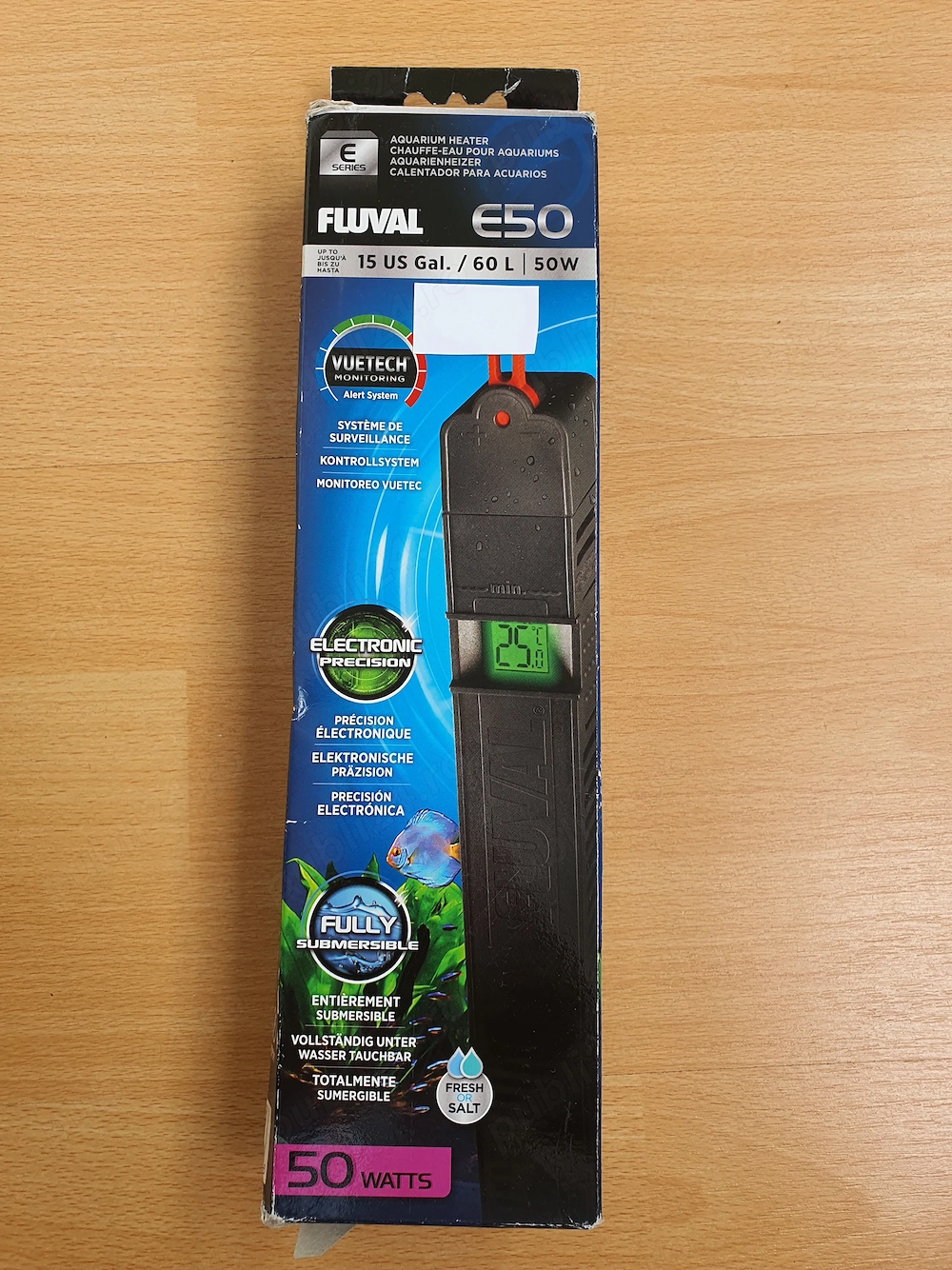 Incalzitor acvariu Fluval E50 digital 50W NOU Made in Italy full box