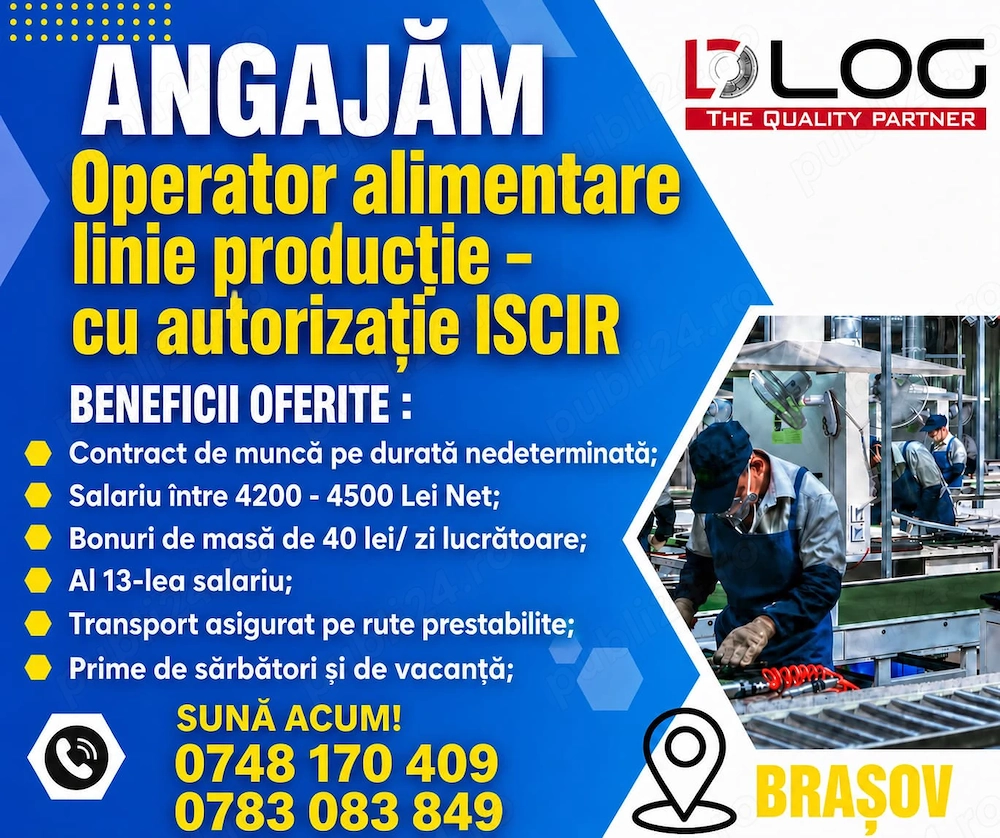 Angajam Alimentator linie de productie cu autorizatie ISCIR in Brasov