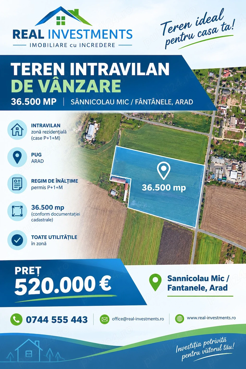 Teren 36.500 MP de vanzare   Sannicolau Mic, Arad ID:RH-45694-property