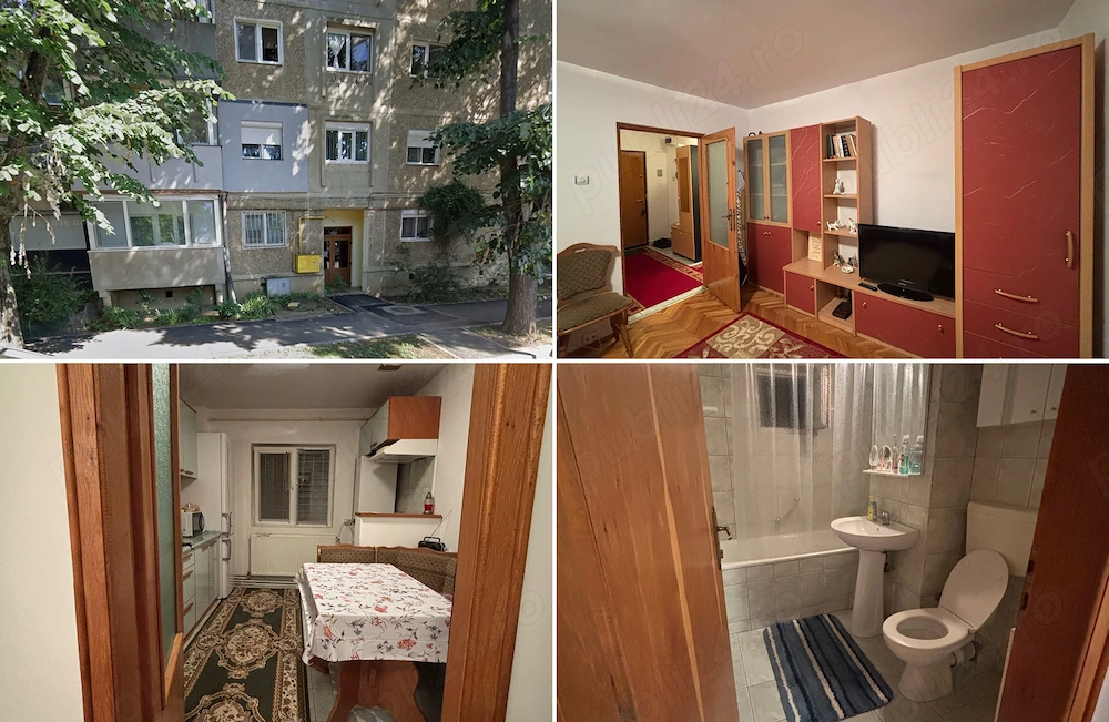 Vand apartament 3 camere complet mobilat, cu balcon inchis, situat la parter înalt, zona linistita
