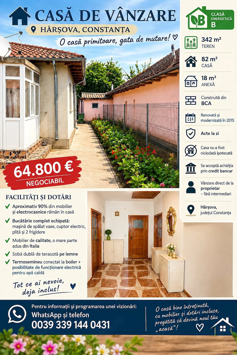 Casă de vânzare Hârşova, jud. Constanța