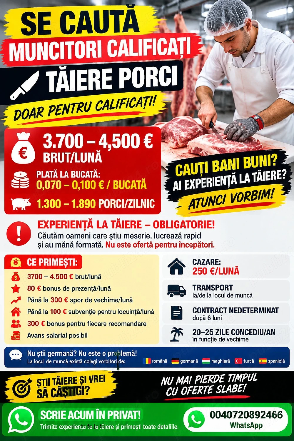 Muncă in Germania la abator 