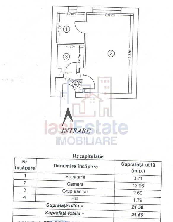 Pacurari - Garsoniera in bloc de apartamente - etaj 2