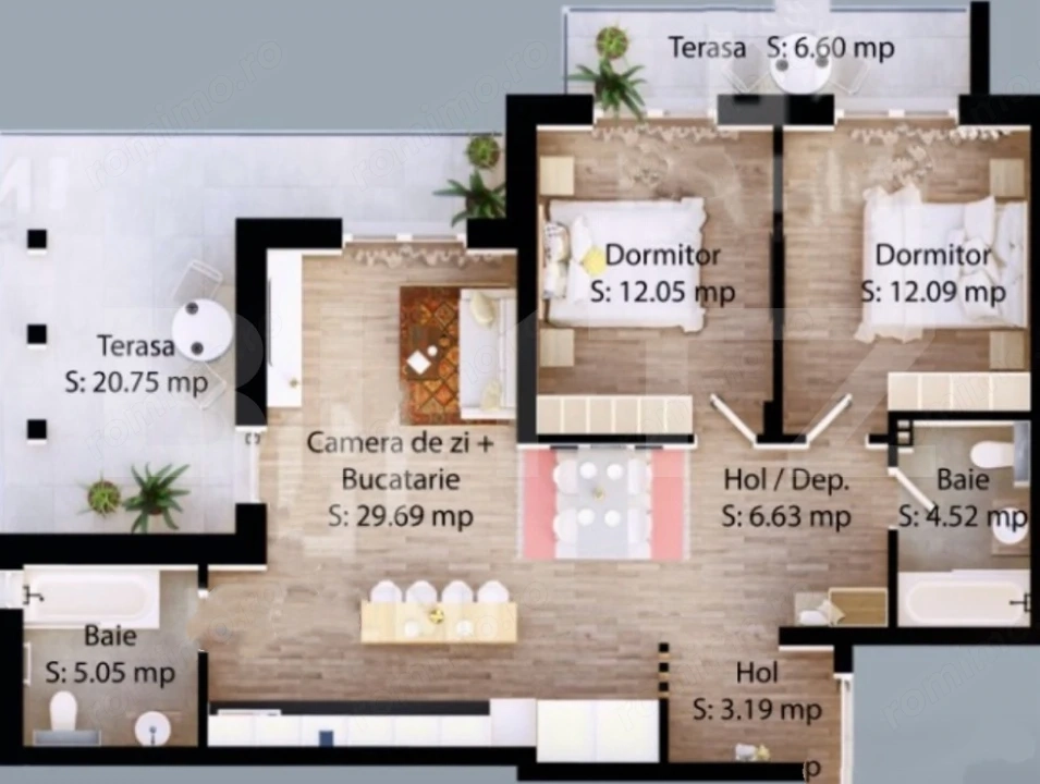 APartament cu 3 camere, 73 mp utili, zona Careiului 
