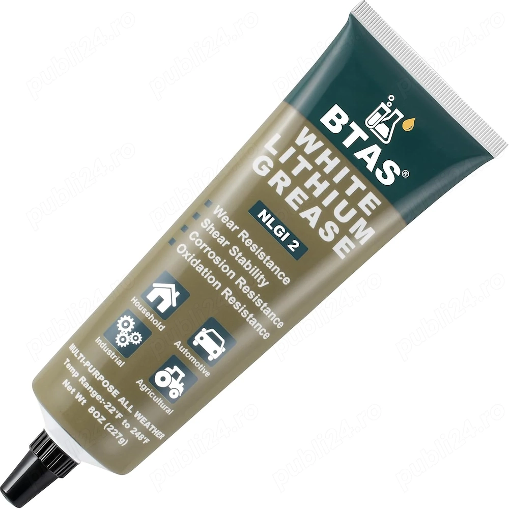 Lubrifiant Multi‑Funcțional-BTAS White Lithium Grease NLGI 2, 8 oz,
