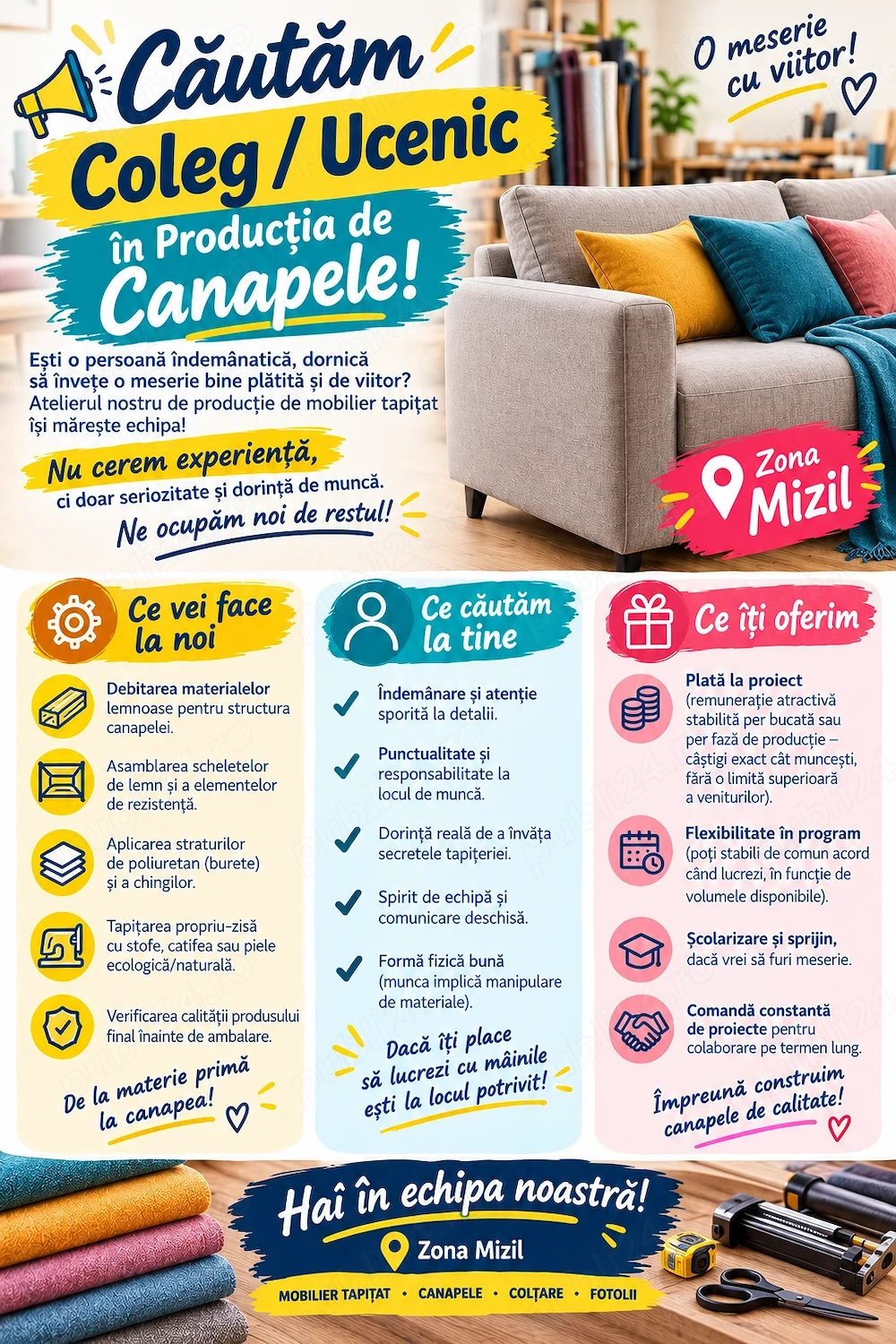 Colaborare - Productie canapele tapitate