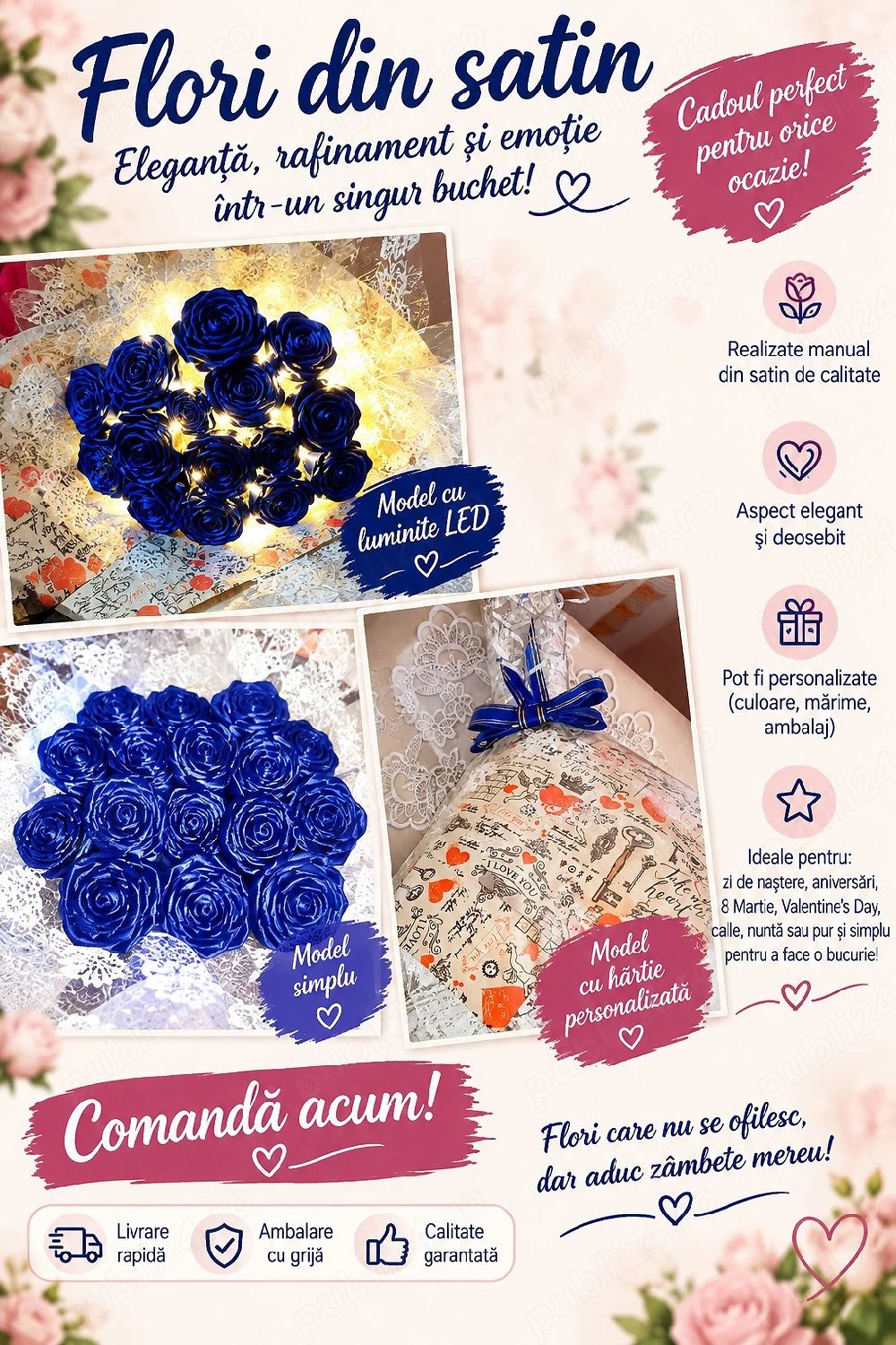 Flori din satin 