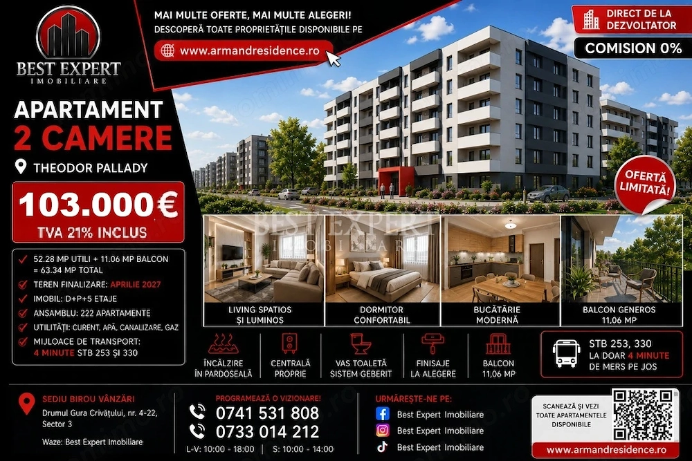 2 Camere Premium | Avans 50% | Parcare BONUS | Comision 0% | Bloc Nou