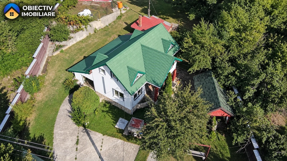 Casa din lemn P+M 191 mp, teren 2.199 mp, Almas - Garcina, zona retrasa