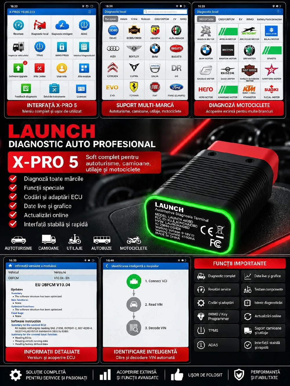 Diagnoza LAUNCH  X PRO 5 Tester Auto Camioane Utilaje Moto