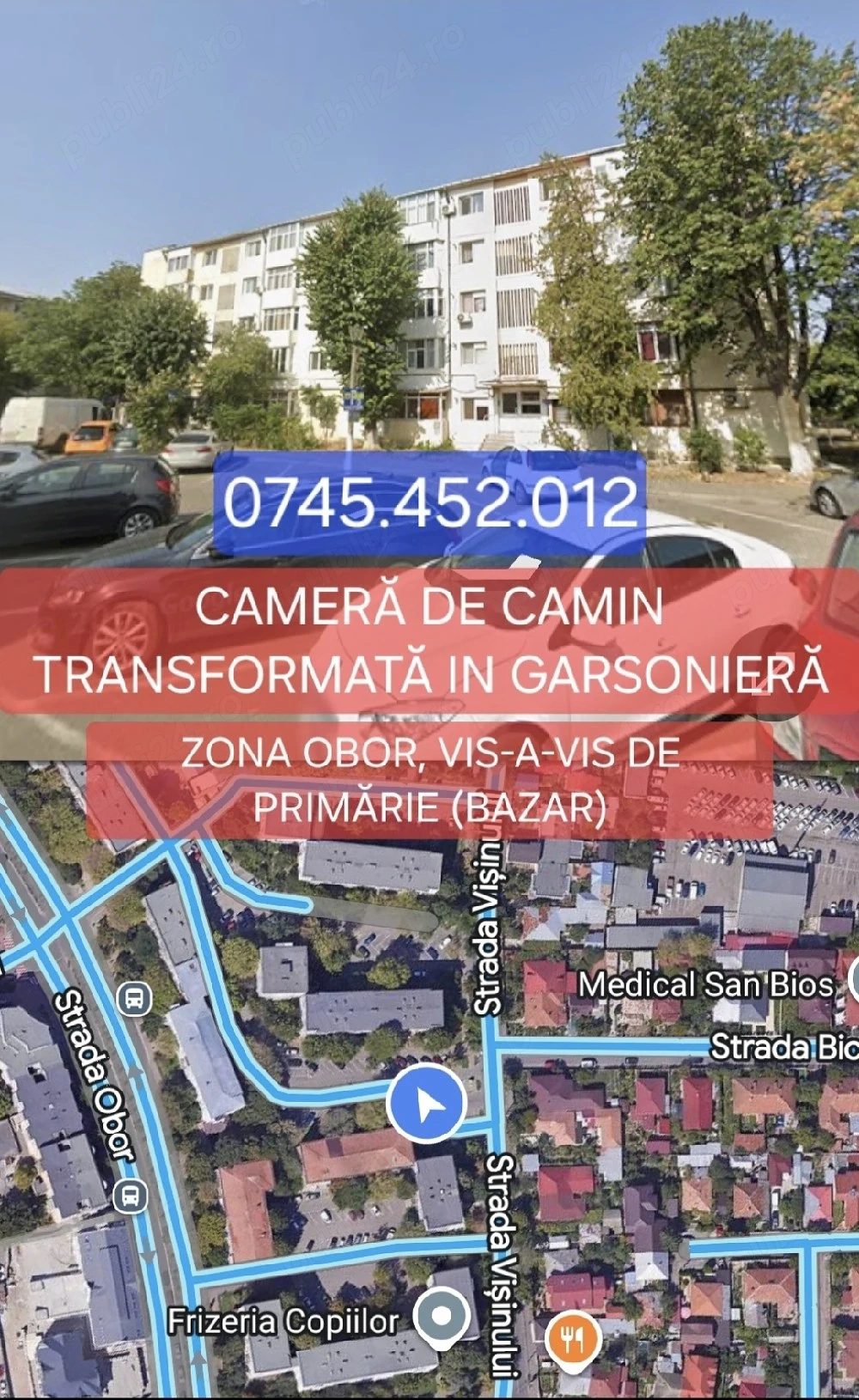 Ofer spre inchiriere camera de cămin garsoniera Obor-Bazar-Visinului