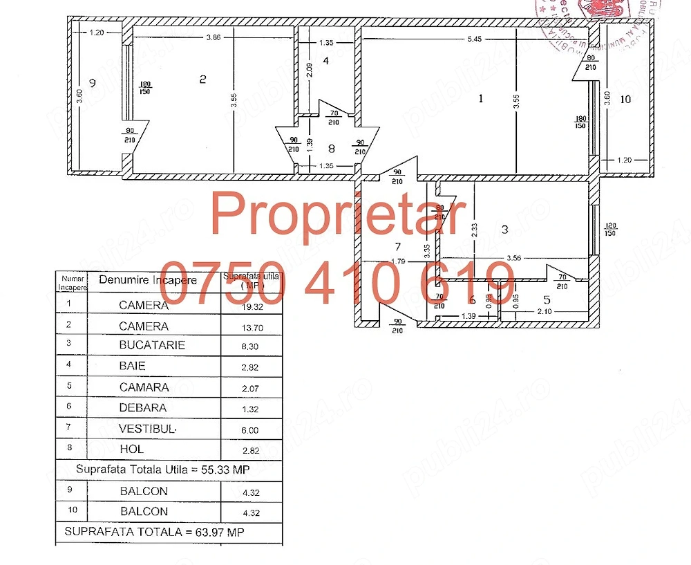 Oportunitate Proprietar 2 camere 64mp 2 balcoane 1988 etaj 4 Ghica Plaza 
