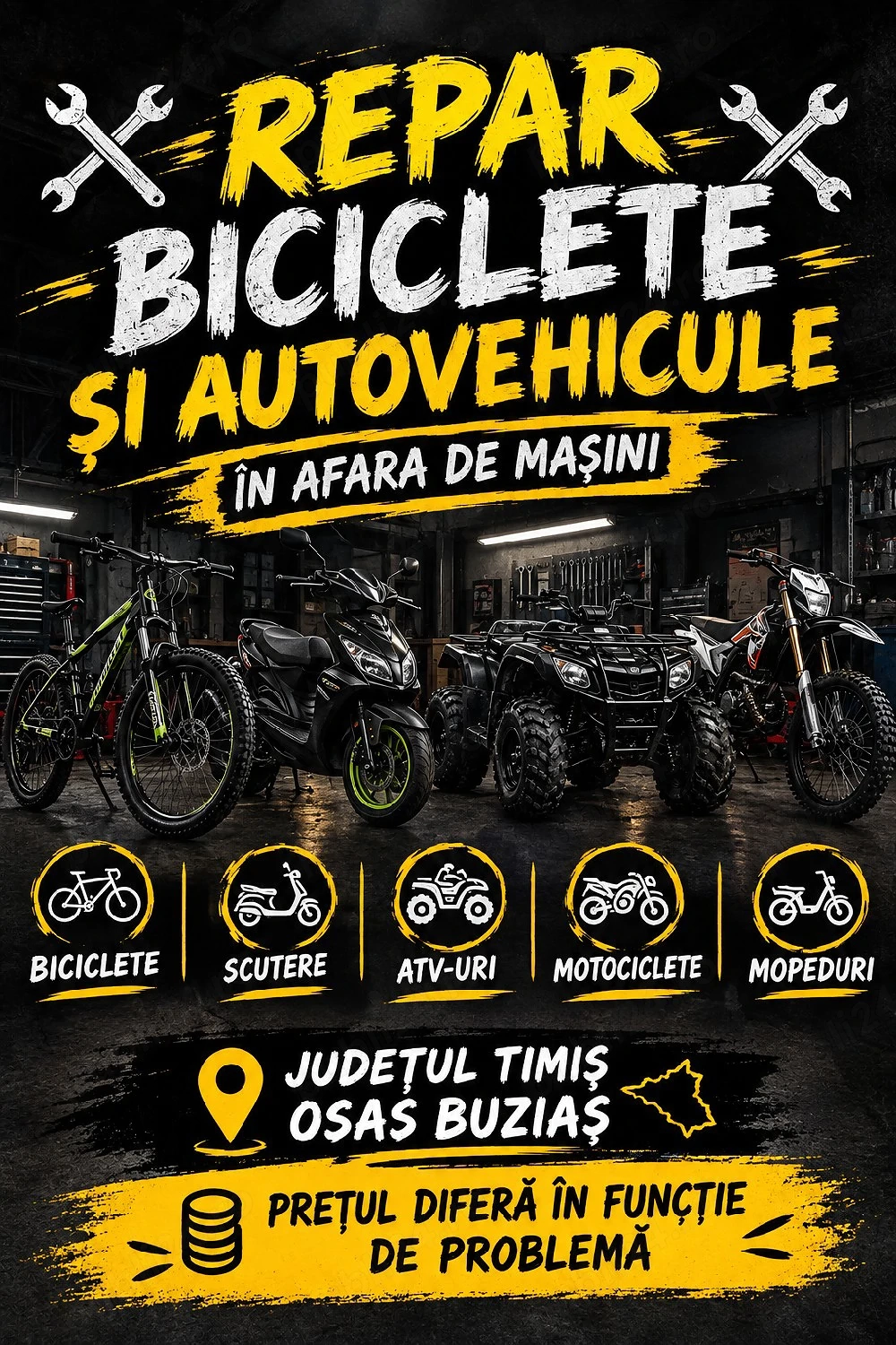 repar biciclete si autovehicule in afara de masini 