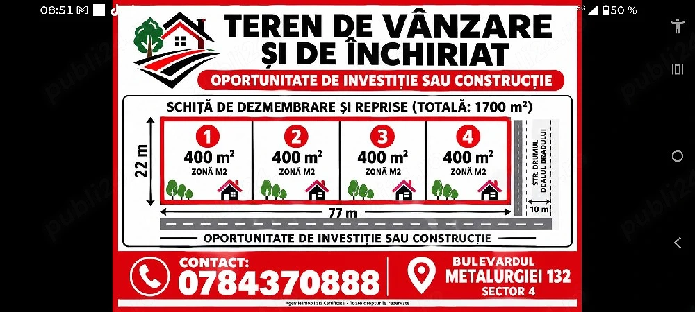 teren zona M2 in mijlocul complexului Grand Kristal