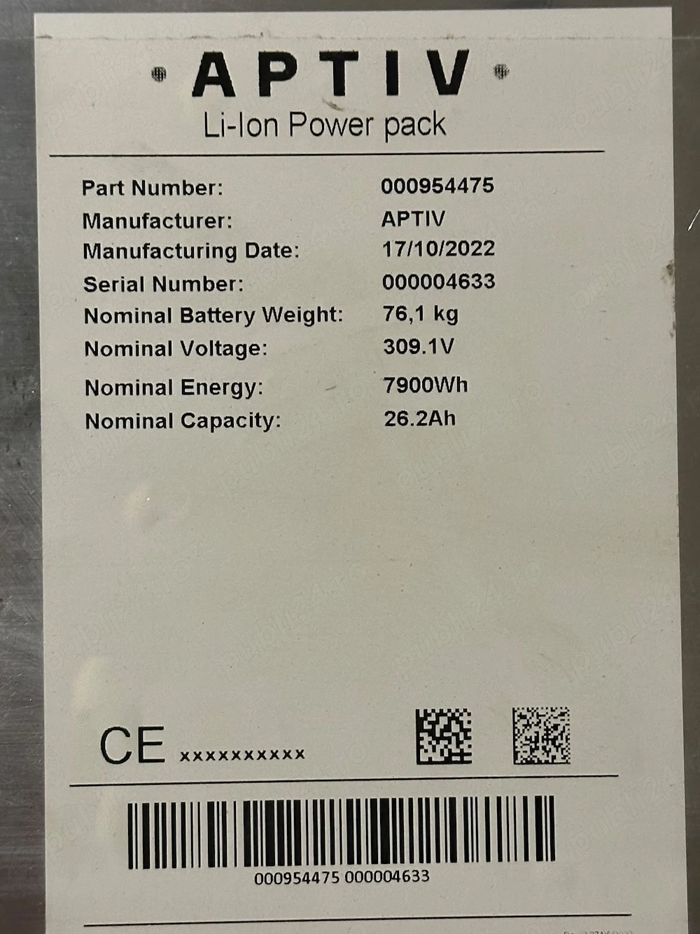 Modul Baterie Auto Ferrari 7,9 KWh 26,2Ah 309,1V