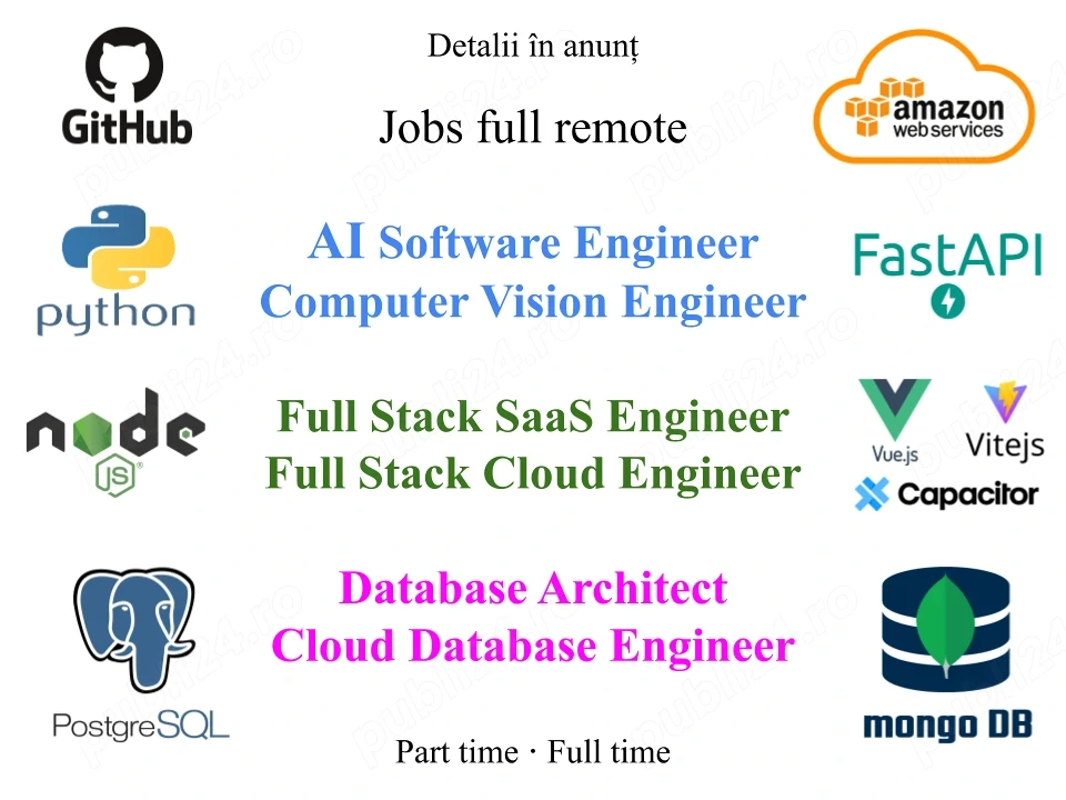 Job remote: AI Engineer, Computer Vision Engineer; Full Stack SaaS Engineer, Cloud Database Engineer