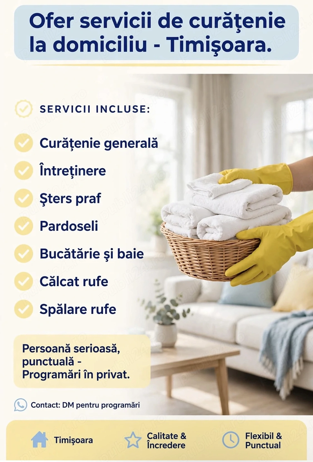 Ofer servicii de curatenie si igienizare la domiciliu