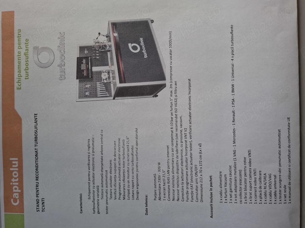 Turbobanc pentru reconditionat turbocopresoare
