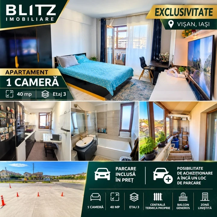 Apartament 1 cameră – Vișan | Exclusivitate | 40 mp | Etaj 3