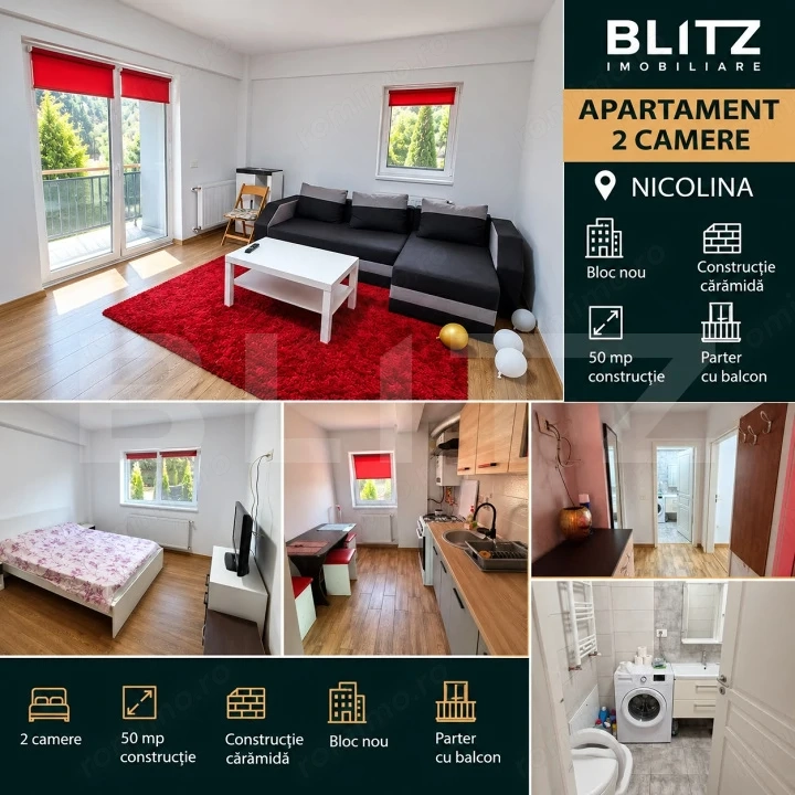 Apartament 2 camere – Nicolina | Bloc nou | Parter | Balcon