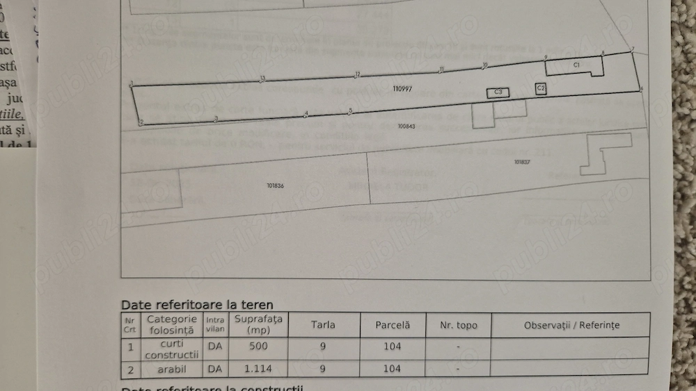 Vând teren intravilan 1614 mp în Smârdan, jud Galați 