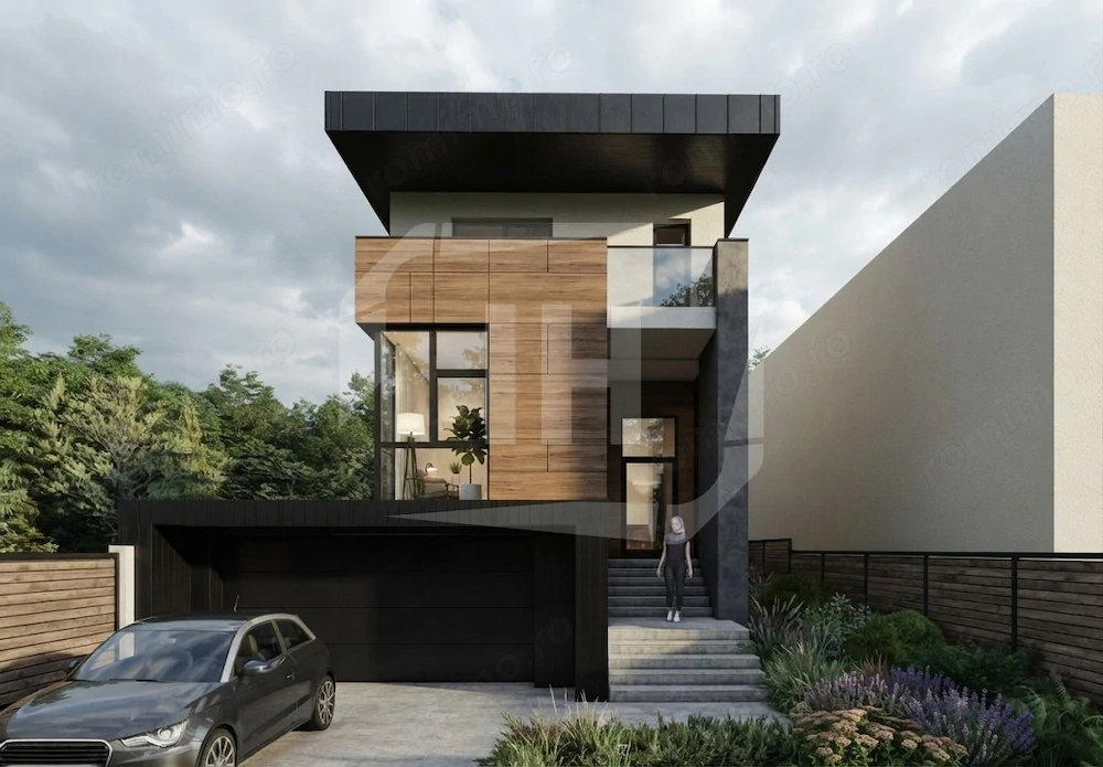 Casa individuala cu arhitectura moderna, 280 utili, teren 619 mp, in zona Gruia