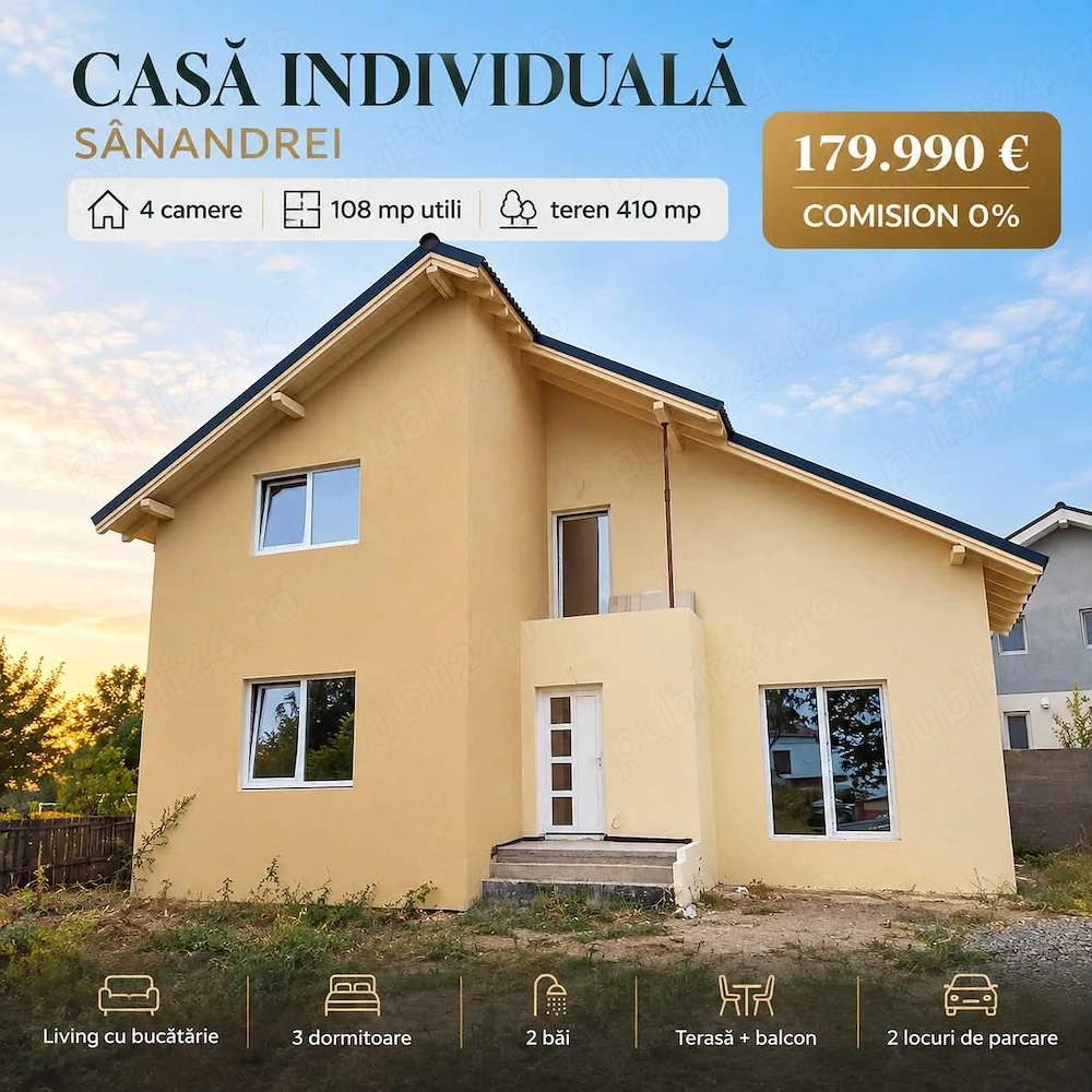 De vanzare casa individuala cu 4 camere in Sanandrei, Timis