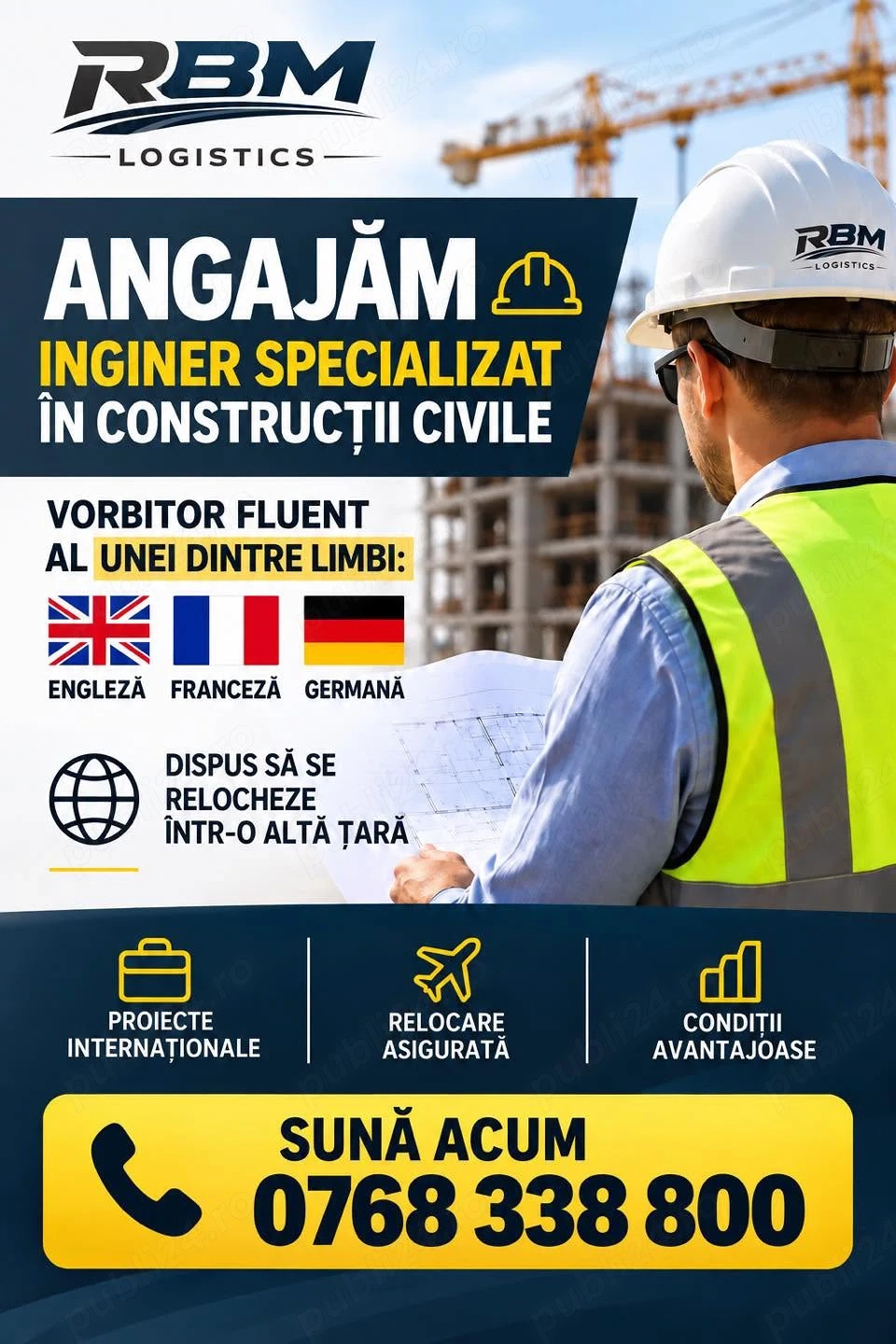 Angajam inginer specializat in constructii civile