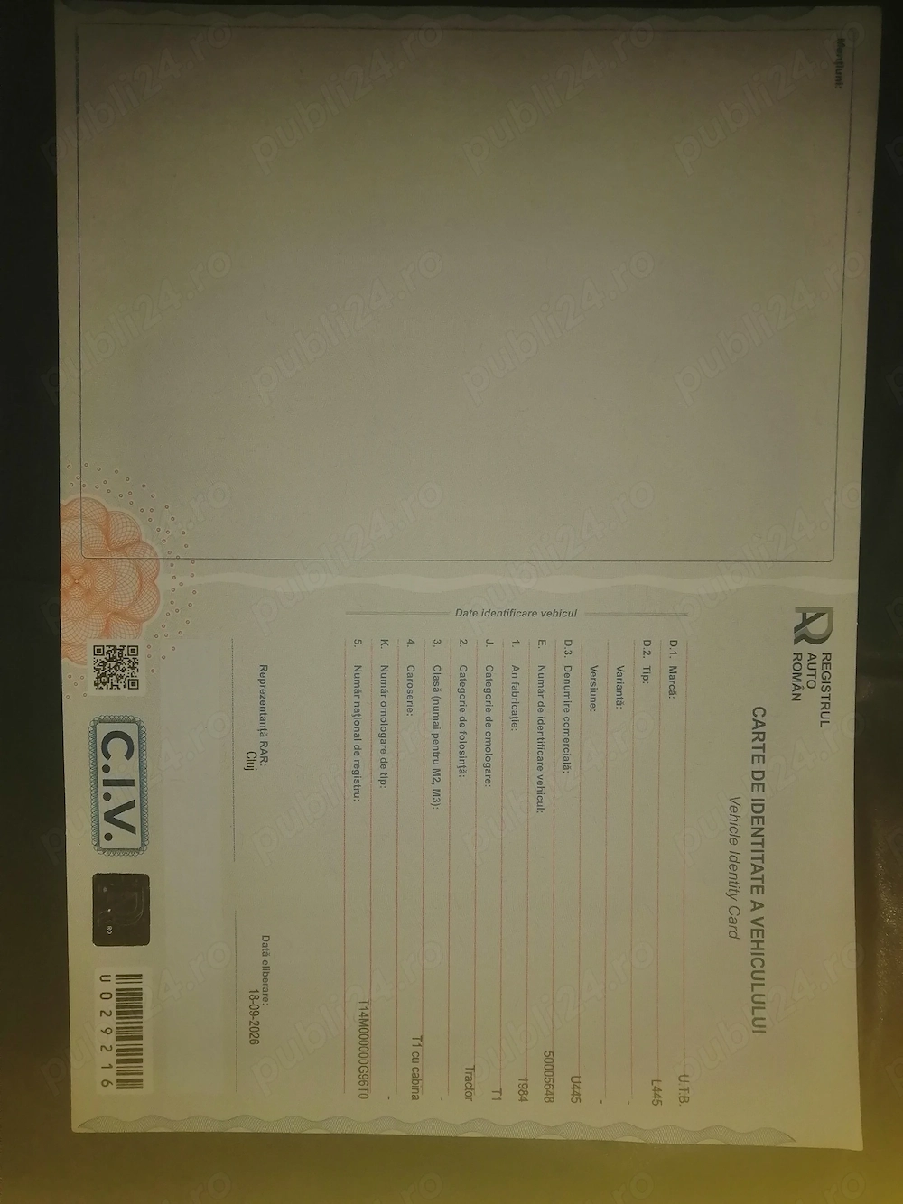 Tractor u445 l cu acte in regula carte ilp