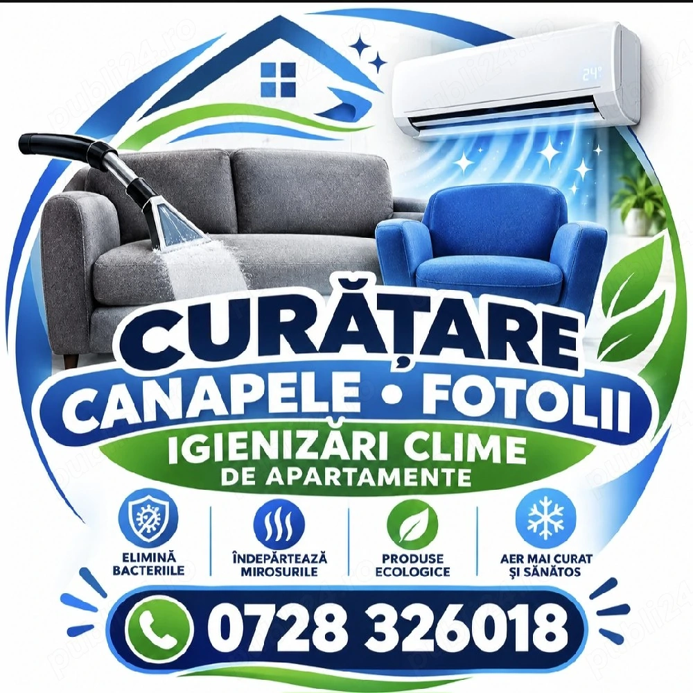 Curatare canapele, fotolii, igienizari clime