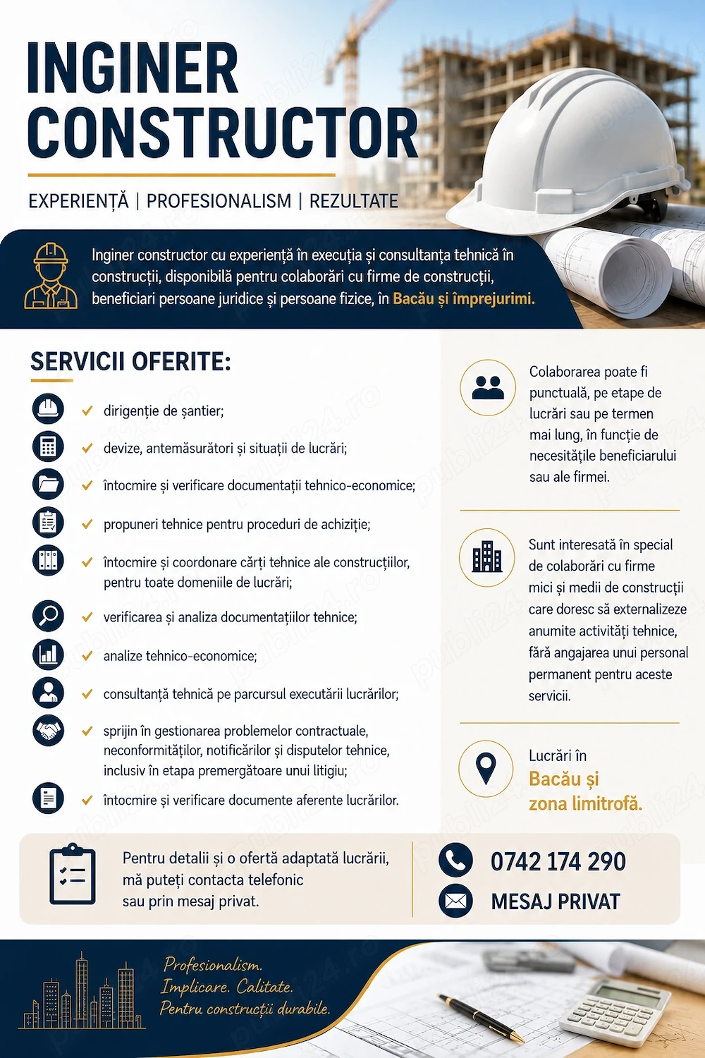 Inginer constructor   SERVICII TEHNICE și colaborări | BACĂU