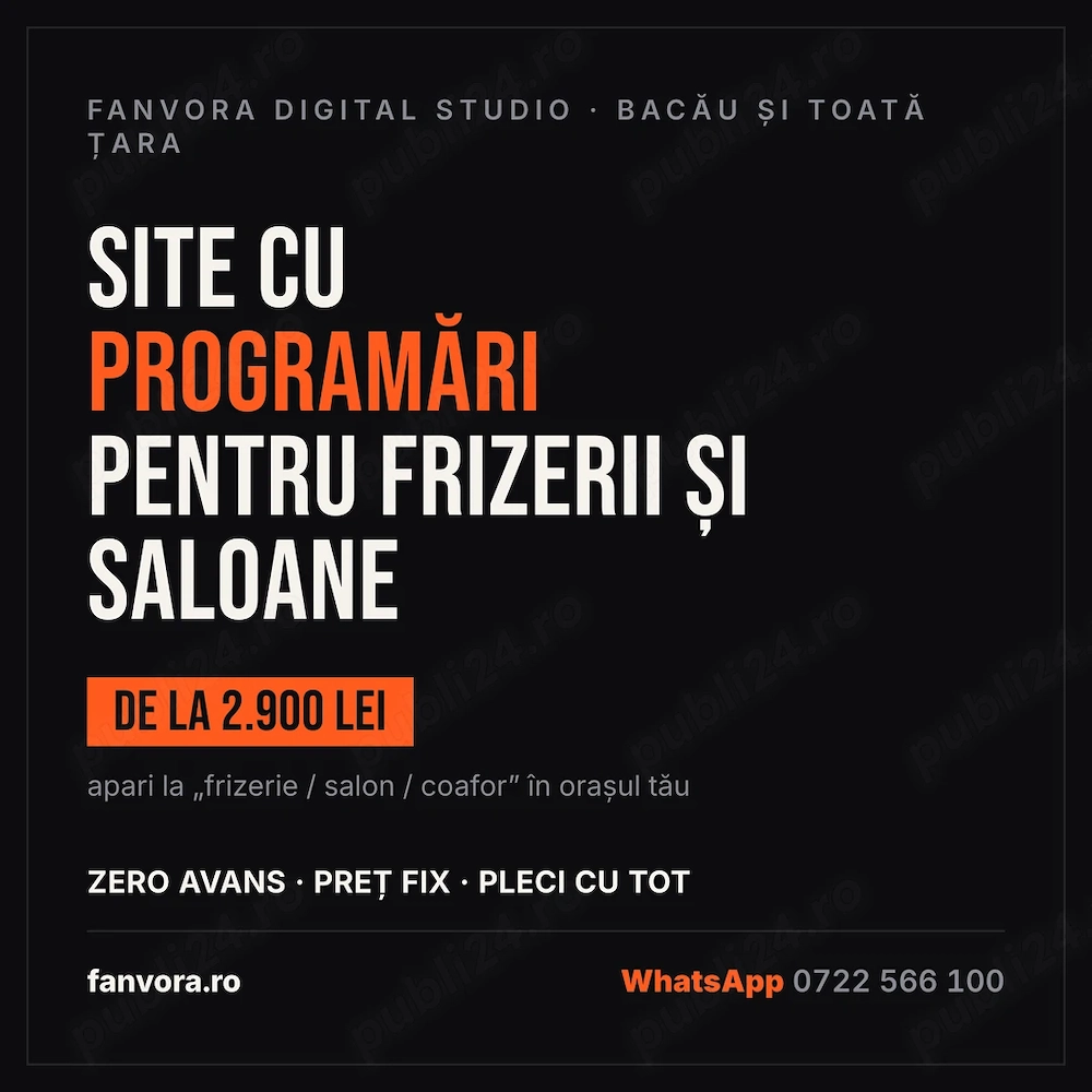 Site cu programări online pentru frizerii și saloane, Bacău