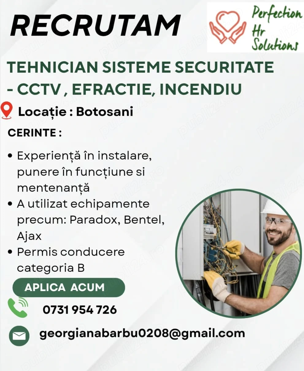Tehnician sisteme de securitate CCTV