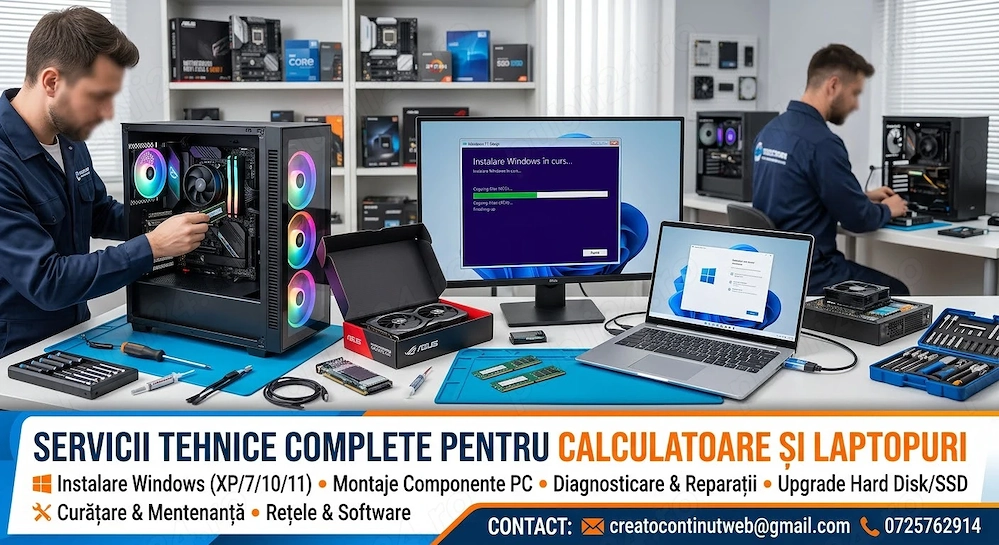 Instalări sisteme de operare Windows Orice versiune comercială, Montaje componente PC