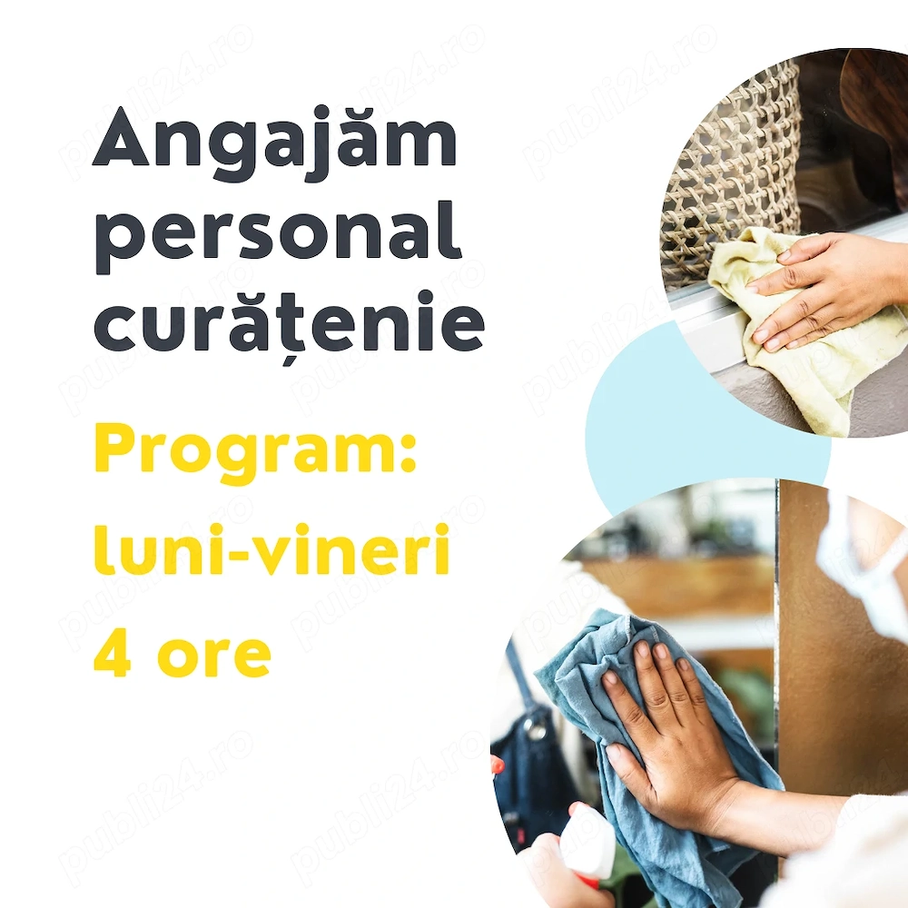 Angajam personal curatenie BIROURI, part time - zona Aradului, Timisoara