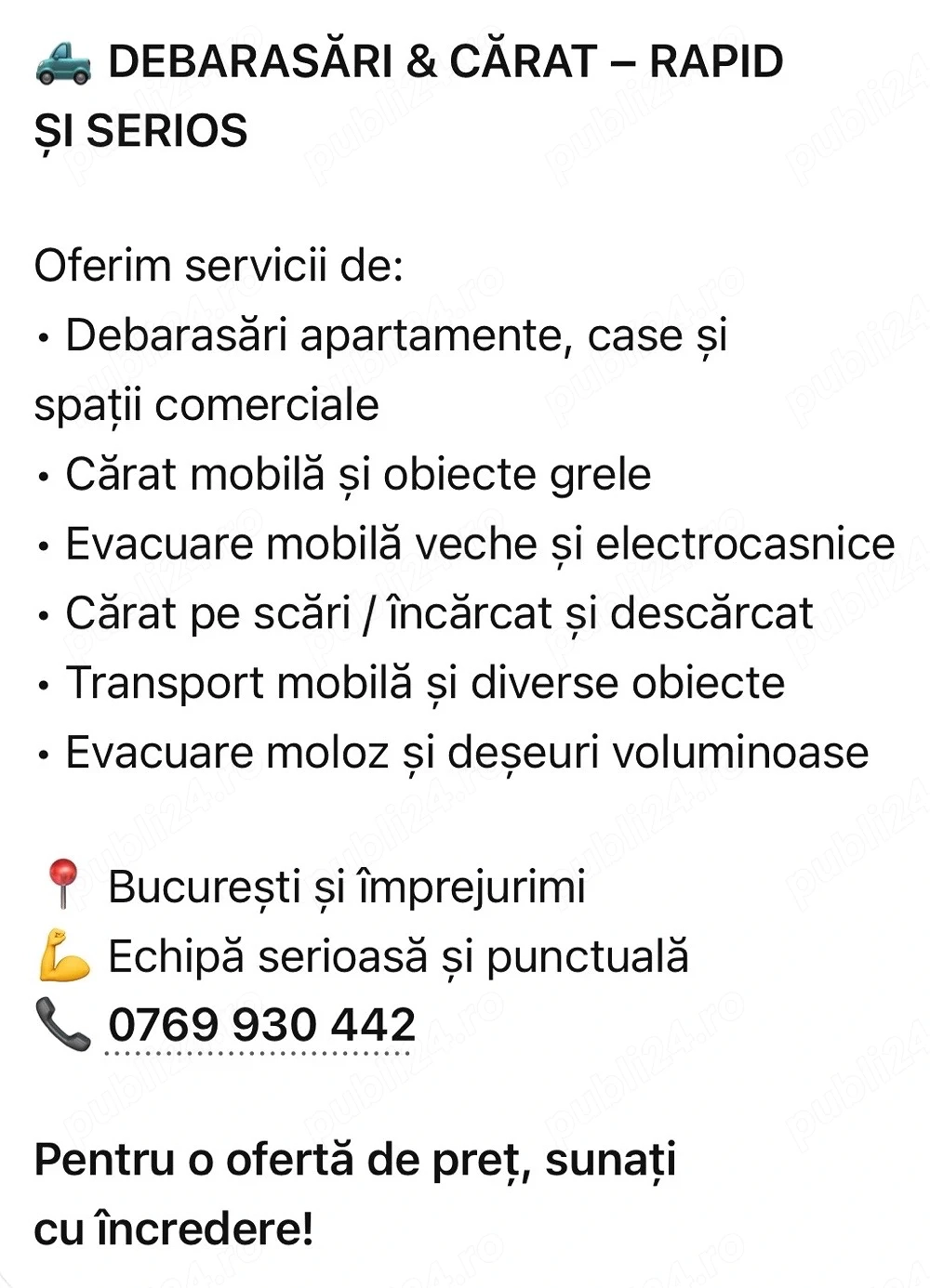 Debarasari Cărat, Evacuări, Transport și Lucrări Diverse
