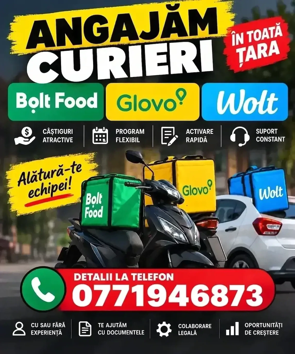 Angajam Curieri- Livratori Bolt Food Glovo Wolt Sighișoara 