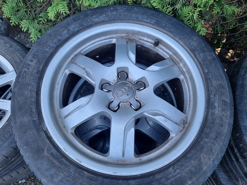 4 cauciucuri de vara 225 50 17 cu jante de aliaj 5x112 de Audi A 5 .A 6.A 4 