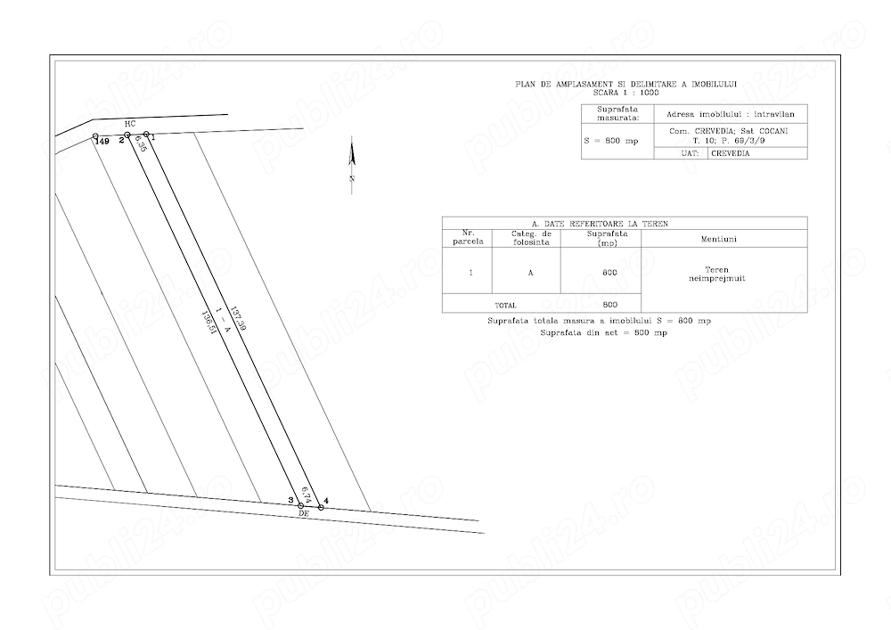 Teren strategic 800 mp la asfalt (Cocani), cheia de acces pentru o dezvoltare imobiliară majoră