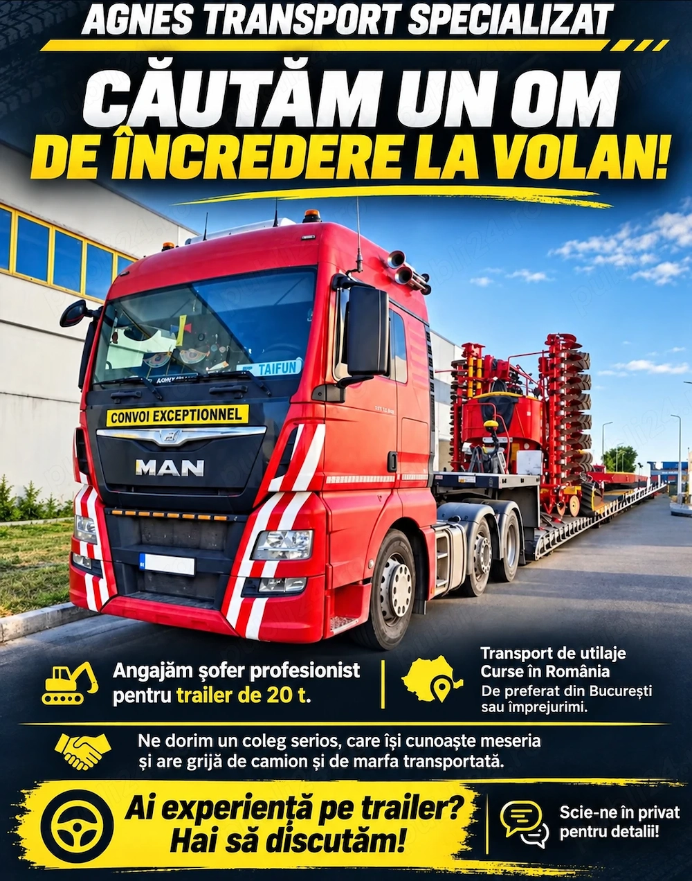 Angajam Soferi profesionisti C+E   Transport Agabaritic  Oferim Salariu Atractiv, bonusuri, continui