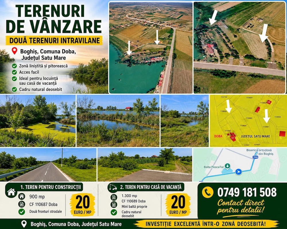 Terenuri intravilane 900 mp si 1300 mp