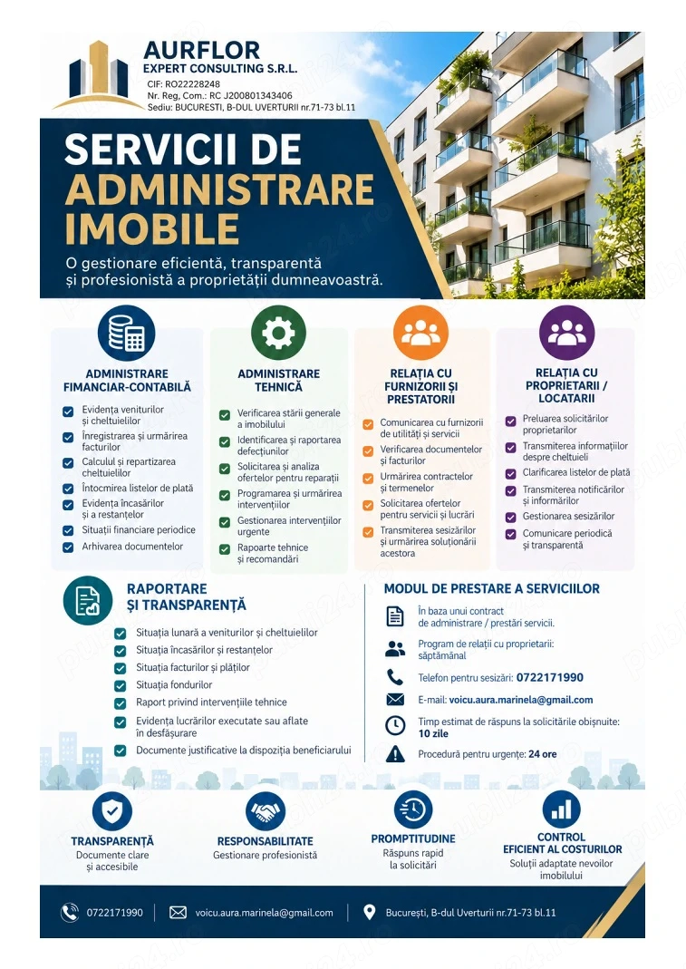 Servicii administrare imobile și asociații de proprietari   București