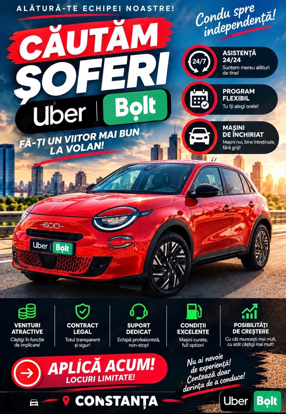 Angajez soferi uber  bolt