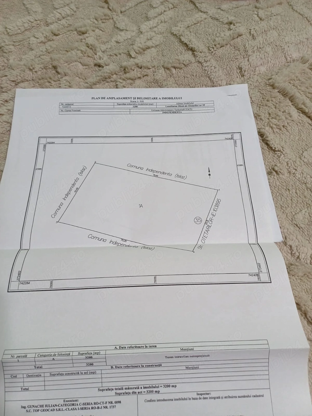 Teren intravilan de vanzare 3.200 mp in Olteni, jud. Constanta - Olteni
